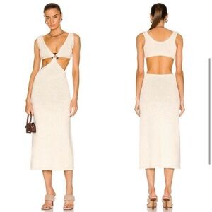 Cult Gaia Bank Knit Midi Dress Off White Size Large Cut Out Details Resortwear